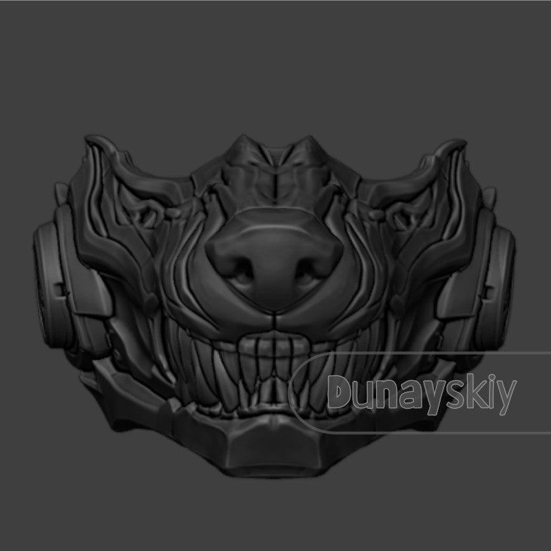 Love and Deepspace Valko Wolf Mask Cosplay Prop Furry 3D Printed Sci-Fi Wolf Head Mask Fluffy Brown Wolf Ears Hair Halloween