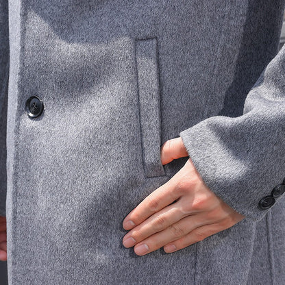 100% Wool Hand-Sewn Men's Coat Long Overcoats Boy Buttons Cardigan Long-style Woolen Coats Overcoat 2024 New