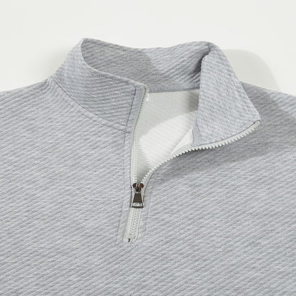 Men's Business Casual Polo Long Sleeve T-shirt spring and autumn Twill jacquard zipper polo shirt Comfortable and Breathable Top