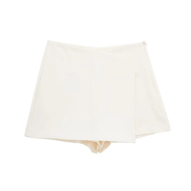 MUJER 2025 Asymmetric Skort For Women Black High Waist Mini Skirt Shorts Women C