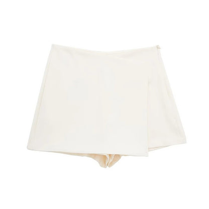 MUJER 2025 Asymmetric Skort For Women Black High Waist Mini Skirt Shorts Women C