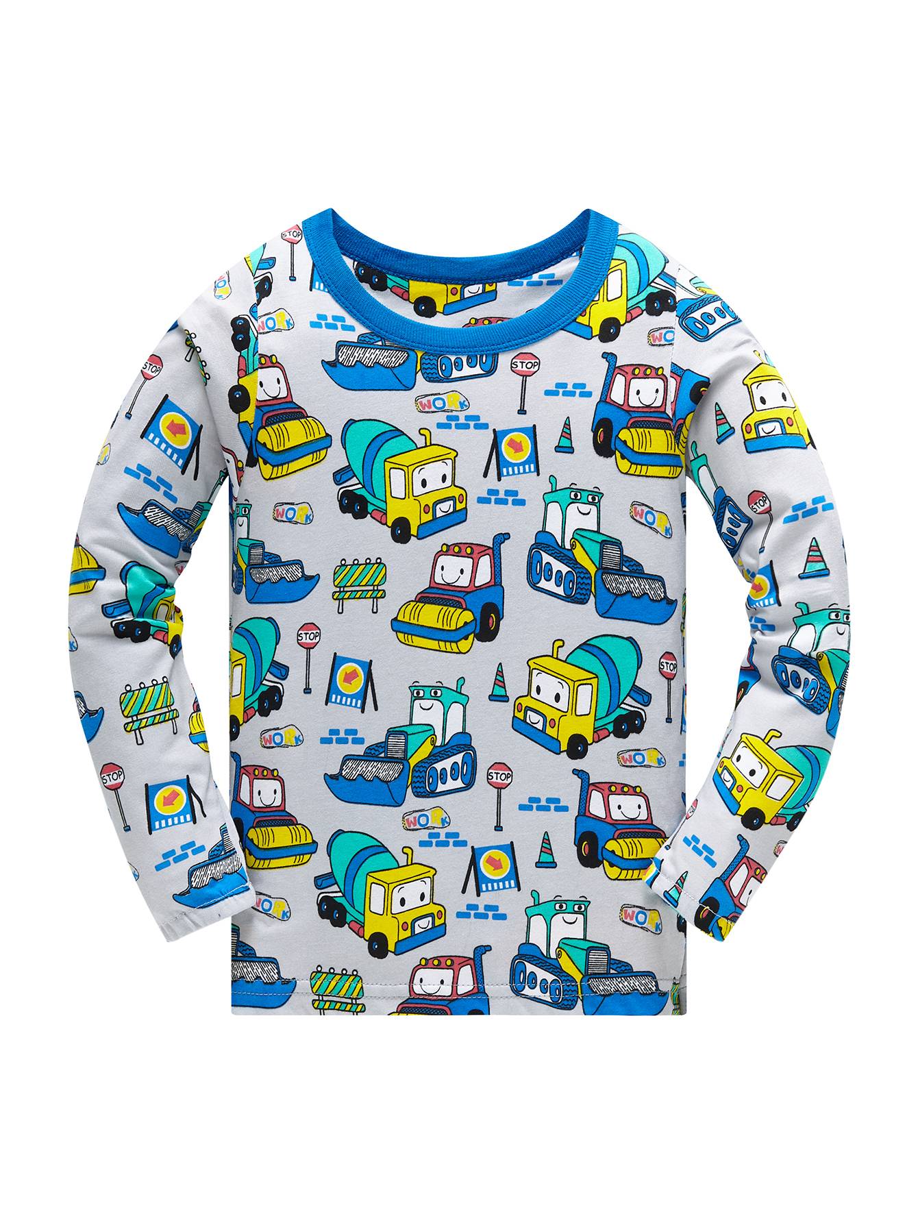 Boys Cartoon Engineering Car Pajamas Set 100% Cotton 2PC Loungewear  Long Sleeve Elastic Cuffs Soft sleepwear For Kids 1-8 Years