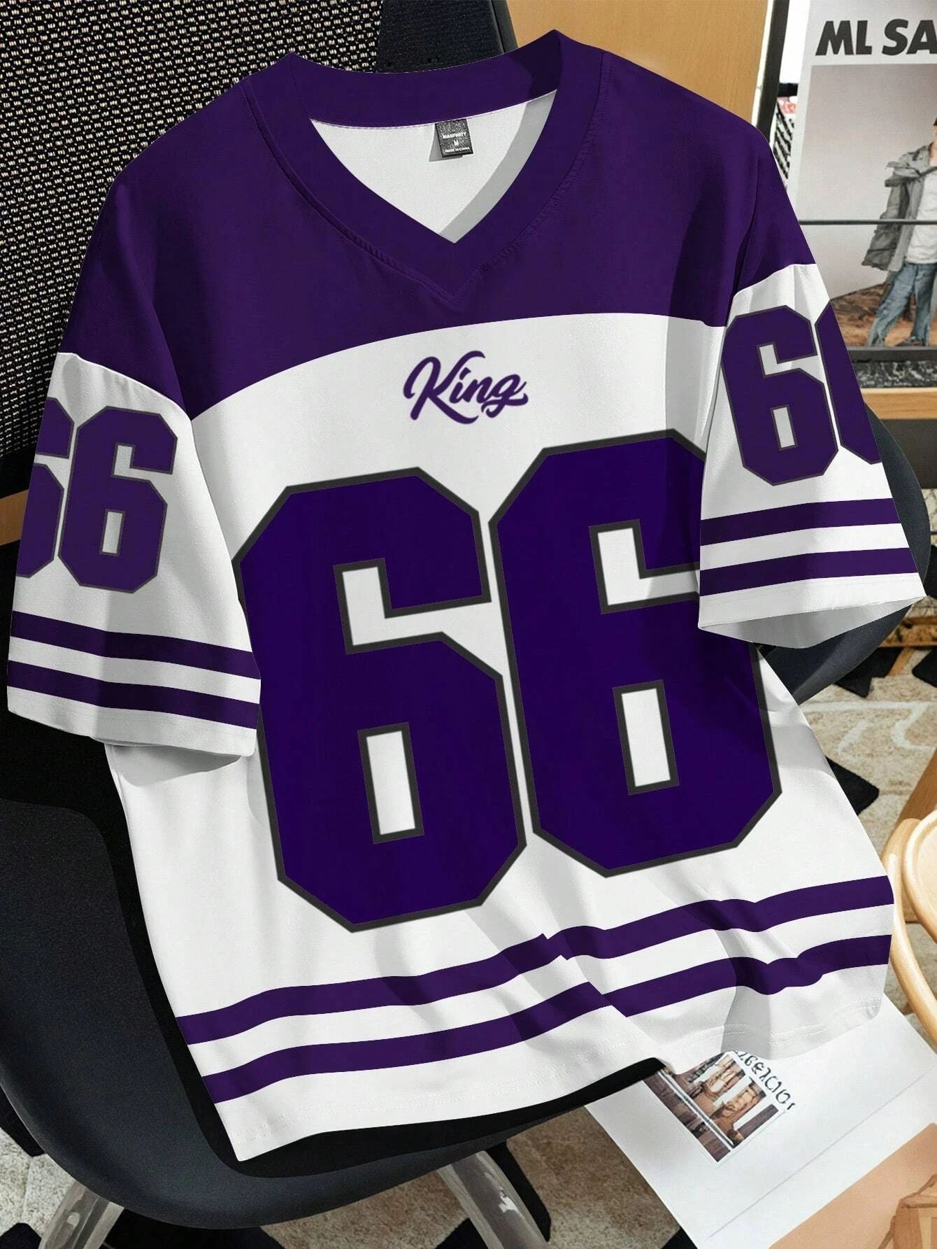 2025 Summer new men's 66 Letter King Printed T-shirt Men's short sleeve sportswear Football T-shirt Vintage T-shirt men's clothi