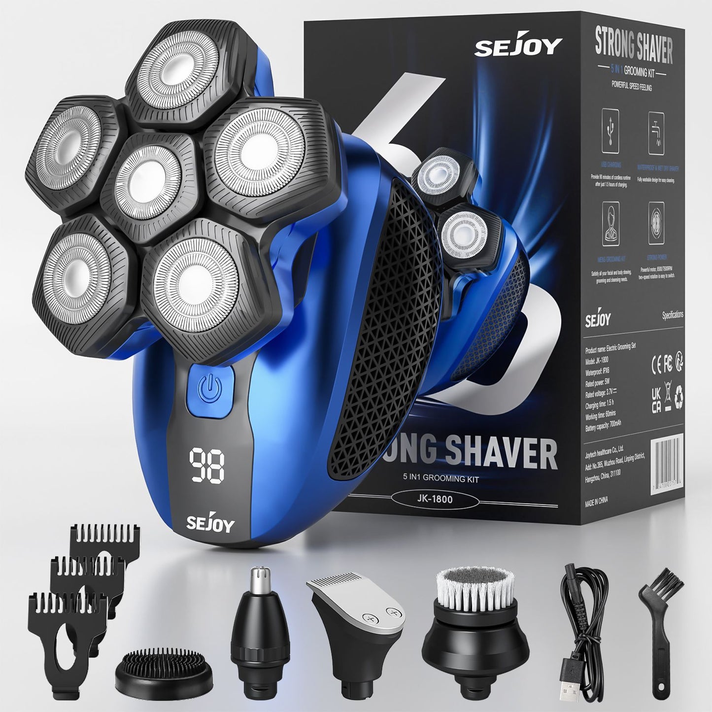 Sejoy Men 6D Floating Men Electric Shaver Wet Dry Beard Hair Trimmer Electric Razor Rechargeable Bald Head Shaving Machine