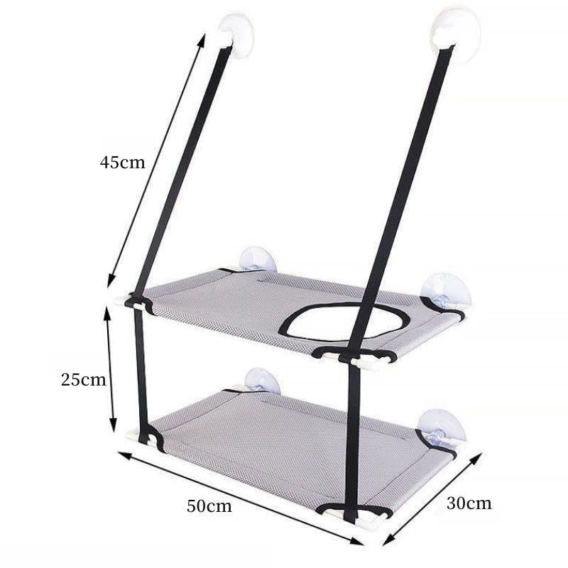 Rede de Gato para Janela Cama para Gatinho Cadeira de Sol Nicho Suspenso Sofá de Gato Túneis de Dois Andares Ventosa para Parede Cama Suspensa para Animais de Estimação de Inverno