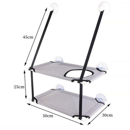 Rede de Gato para Janela Cama para Gatinho Cadeira de Sol Nicho Suspenso Sofá de Gato Túneis de Dois Andares Ventosa para Parede Cama Suspensa para Animais de Estimação de Inverno