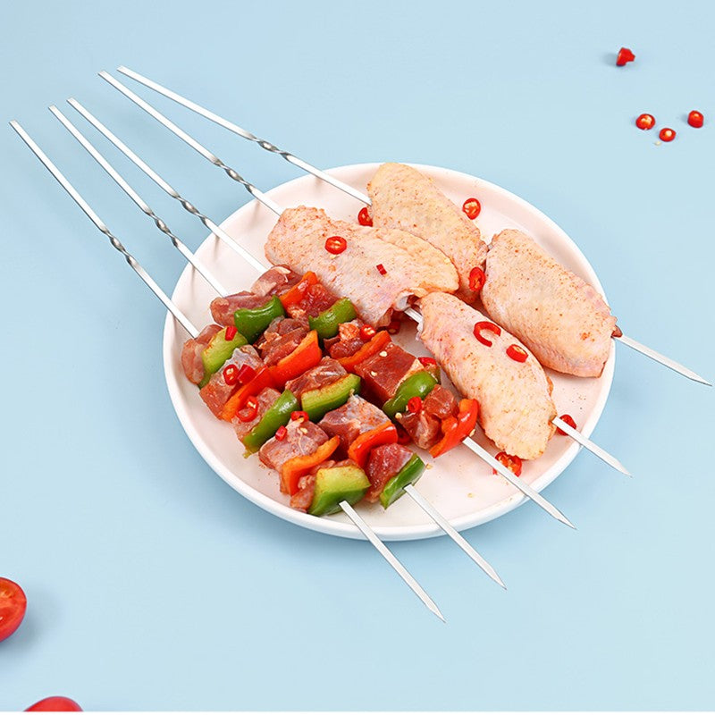 50Pcs Espeto de Churrasco de Aço Inoxidável Portátil Reutilizável com Tubo Espeto de Kebab de Ferro para Ferramentas de Acampamento e Piquenique ao Ar Livre