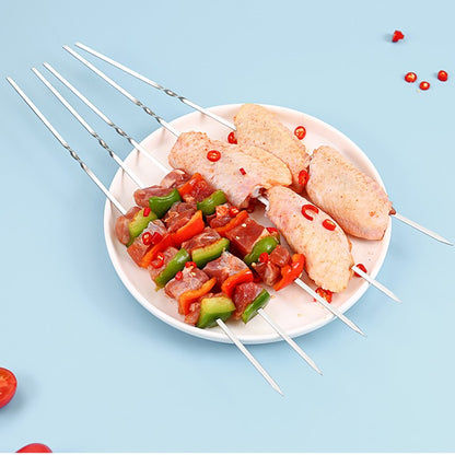 50Pcs Espeto de Churrasco de Aço Inoxidável Portátil Reutilizável com Tubo Espeto de Kebab de Ferro para Ferramentas de Acampamento e Piquenique ao Ar Livre