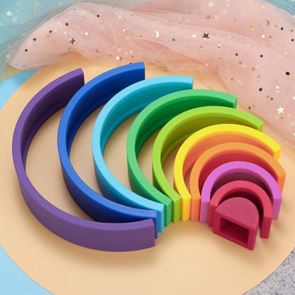 10Pcs/Set Baby Silicone Building Block BPA Free Rainbow Soft Block 3D Educational Montessori Stacking Toys Baby Teether Gift