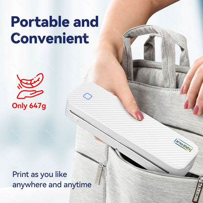 Portable A4 Thermal Printer Bluetooth Photos PDF Document Printing Machine Folded Rolls Paper For Office Work Home School Travel
