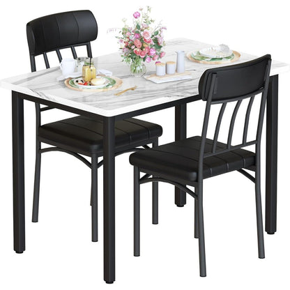 3 Piece Dining Table Set for 2, Small Industrial Kitchen Tables and 2 Chairs, Breakfast Dining Tables Set, Kitchen Table Set