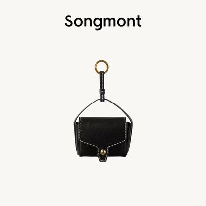 Songmont Genuine Leather Mini Bucket Bag Adjustable Drawstring Multi Straps White Black Blue Casual Chic Crossbody Bag Oversized