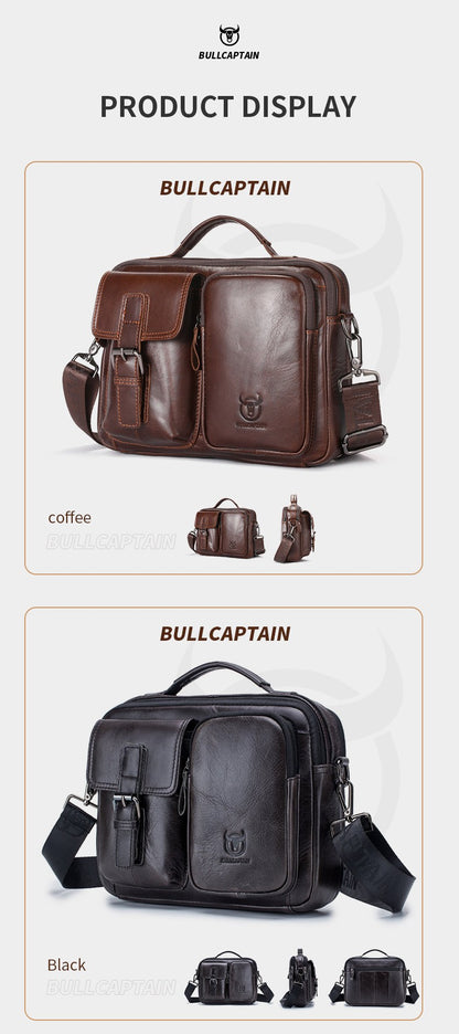 BULLCAPTAIN New Genuine Leather Men Crossbody Bag Male Briefcase Messenger Bag Casual Business Briefcase Style Men Shoulder Bag
