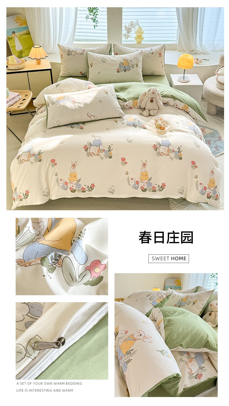 Bonenjoy Floral Style Duvet Cover Sets Single/Queen/King Soft Washed Cotton Bed Cover Sets dekbedovertrek 240x220 Bedding Sets
