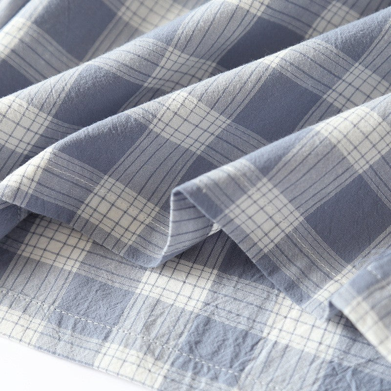 Plaid Design Sleepwear Men Pajama Shorts for Summer Thin Cotton Loose Double-layer Homewear Lounge Wear Checkered Pj Pants