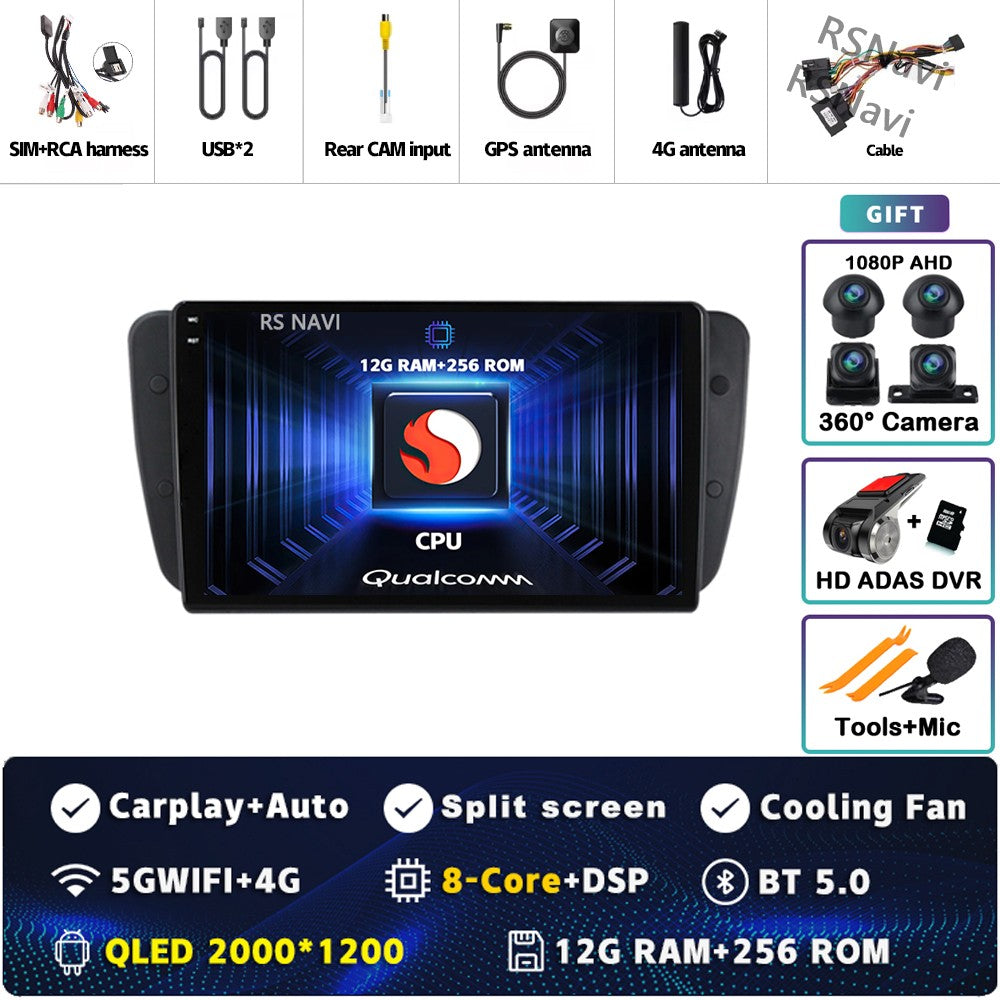 Android 15 For SEAT Ibiza 6J IV 4 2008 - 2015 2K QLED Stereo Car Radio Multimedia Video Player GPS AI Voice CarPlay Head Unit