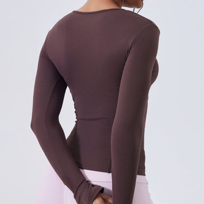 Women Long Sleeve Workout Top Gym Casual Outdoor Top Workout Dry Fit Breathable High Elastic Sports Top Sports Long Sleeved