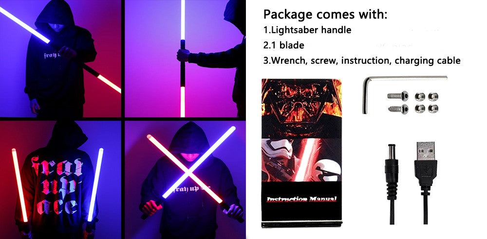 Luke RGB 16 Color Variable Metal Handle Lightsaber With Hitting Sound Effect FX Duel Lightsaber Metal Aluminum Handle Lightsaber