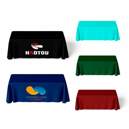 Custom Printed Polyester Fabric Tablecloth 4ft 6ft 8ft Table Waterproof Family Wedding Dining Party with Customizable Logo