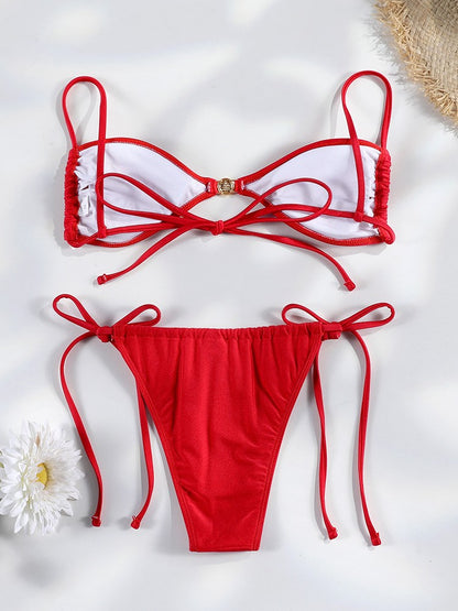 Rinabe Blue Two-Piece Suit Women's Swimsuit Push Up Solid Bikini Set Beachwear Low Waist Bathing Suits Female Swim Suits