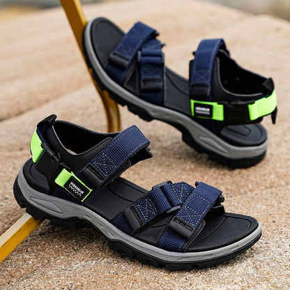 Flat Sandals Summer Mens Breathable Holidays Beach Shoes Open-Toe Outdoor Casual Travel Hiking Sandials
