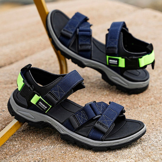 Flat Sandals Summer Mens Breathable Holidays Beach Shoes Open-Toe Outdoor Casual Travel Hiking Sandials