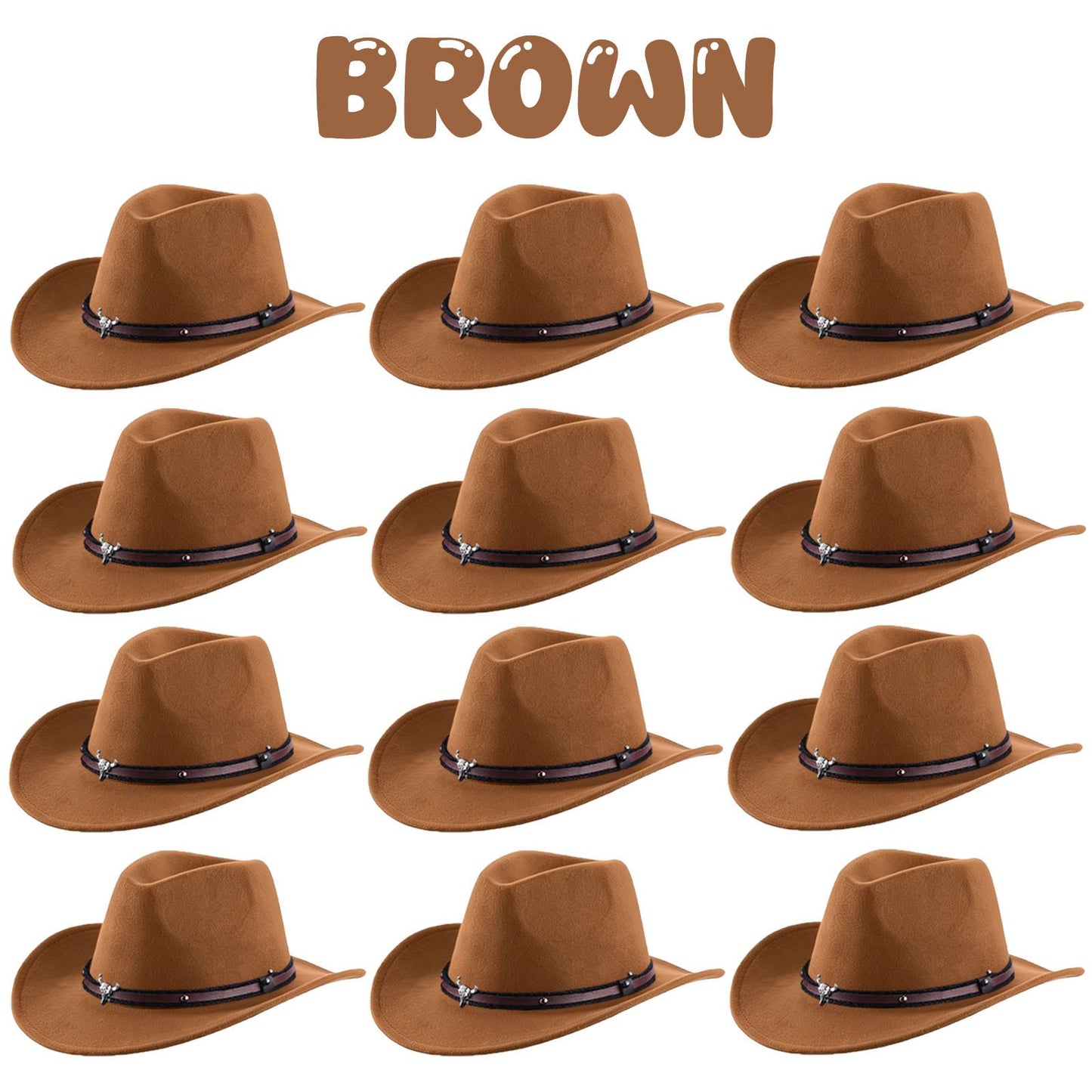 4-24Pcs Western Cowboy Hat for Men Women Adjustable Felt Cowgirl Hats Wide Brim Fedoras Hat for Adult Bachelor Party Costume