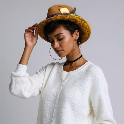 A52E Practical Cowgirls Hat Braided Trim Detail Breathable For Music Festivals