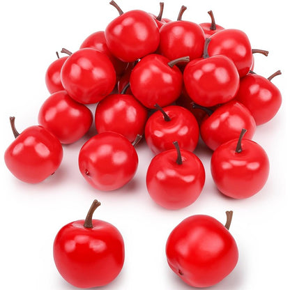 10/20/30Pcs Mini Artificial Plastic Red Apples Fake Fruit Models for Home Kitchen Party Christmas Ornaments Photography props