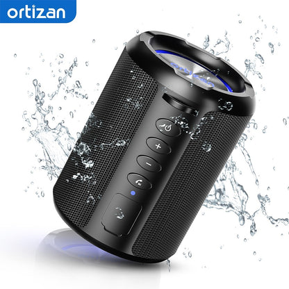 Caixa de Som Bluetooth Sem Fio Ortizan X9S, IPX7 à Prova D'água, Luzes RGB