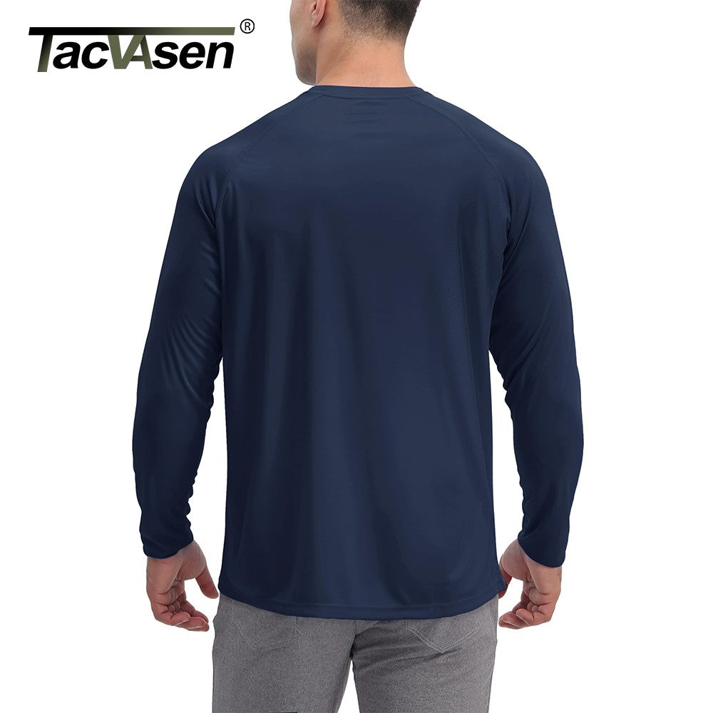 TACVASEN UV Shirt Men's O-Neck Long Sleeve UPF 50+ Sun Protection T-Shirt Quick Dry Sports Tee Hiking Fishing Outdoors Pullovers