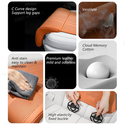 SEAMETAL Car Seat Cushion with Leg Support Universal Car Seat Protection Cover with Extension Leg Rest Padding Relieve Fatigue