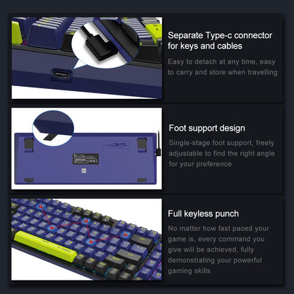 Teclado Mecânico Gamer E-YOOSO Z94 USB com Fio LED Monocromático Retroiluminado Switch Azul Vermelho 94 Teclas para Computador Laptop PC