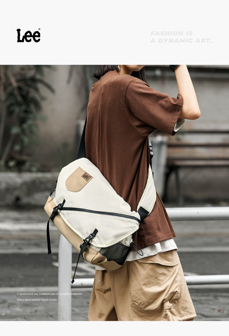 LEE Unisex Waterproof Nylon Travel Crossbody Shoulder Bag Women Man Casual Large Flip Messenger Bag Student Satchel School Bag