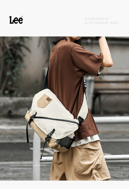 LEE Unisex Waterproof Nylon Travel Crossbody Shoulder Bag Women Man Casual Large Flip Messenger Bag Student Satchel School Bag
