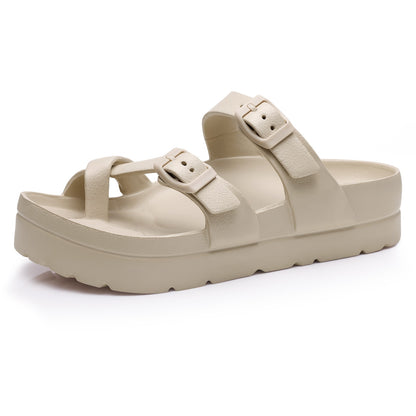 Shevalues Comfy Casual Women Slippers With Adjustable Buckle Soft Outdoor Beach Sandals Fashion Shoes Platform Women Sandals