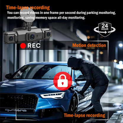 Câmera automotiva (Dashcam) 4 canais Black Box WiFi Câmera de condução FHD 1080P Visão Noturna Gravação em Loop adiciona kit de fiação acessórios automotivos