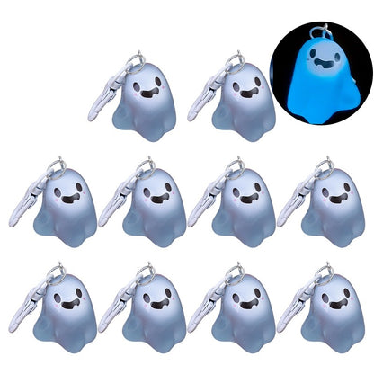 Creative Halloween Luminous Mini Cute Ghost Pendant Keychains Resin Keyring Key Holder for Kid Adult Festival Gifts Bag Charms