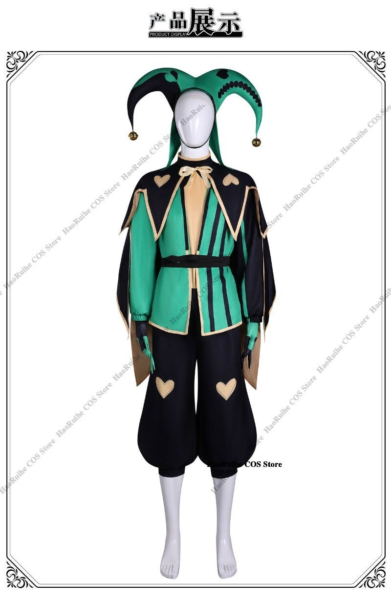 Hot The Freak Circus Pierrot Jester Harlequin Cosplay Costume Adult Clown Top Pant Wigs Joker Uniform Halloween Costume Carnival