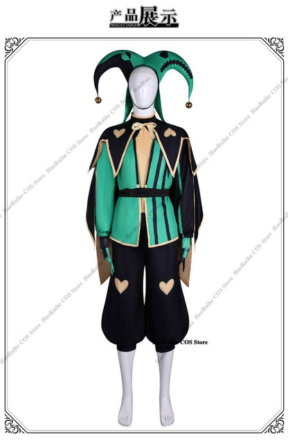 Hot The Freak Circus Pierrot Jester Harlequin Cosplay Costume Adult Clown Top Pant Wigs Joker Uniform Halloween Costume Carnival