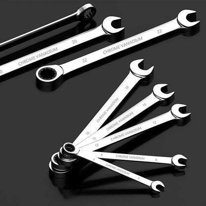 Conjunto de Chaves Combinadas Catraca WEELEE, Chaves para Reparo Automotivo Métricas 6-19mm, com Bolsas de Pano Enroláveis
