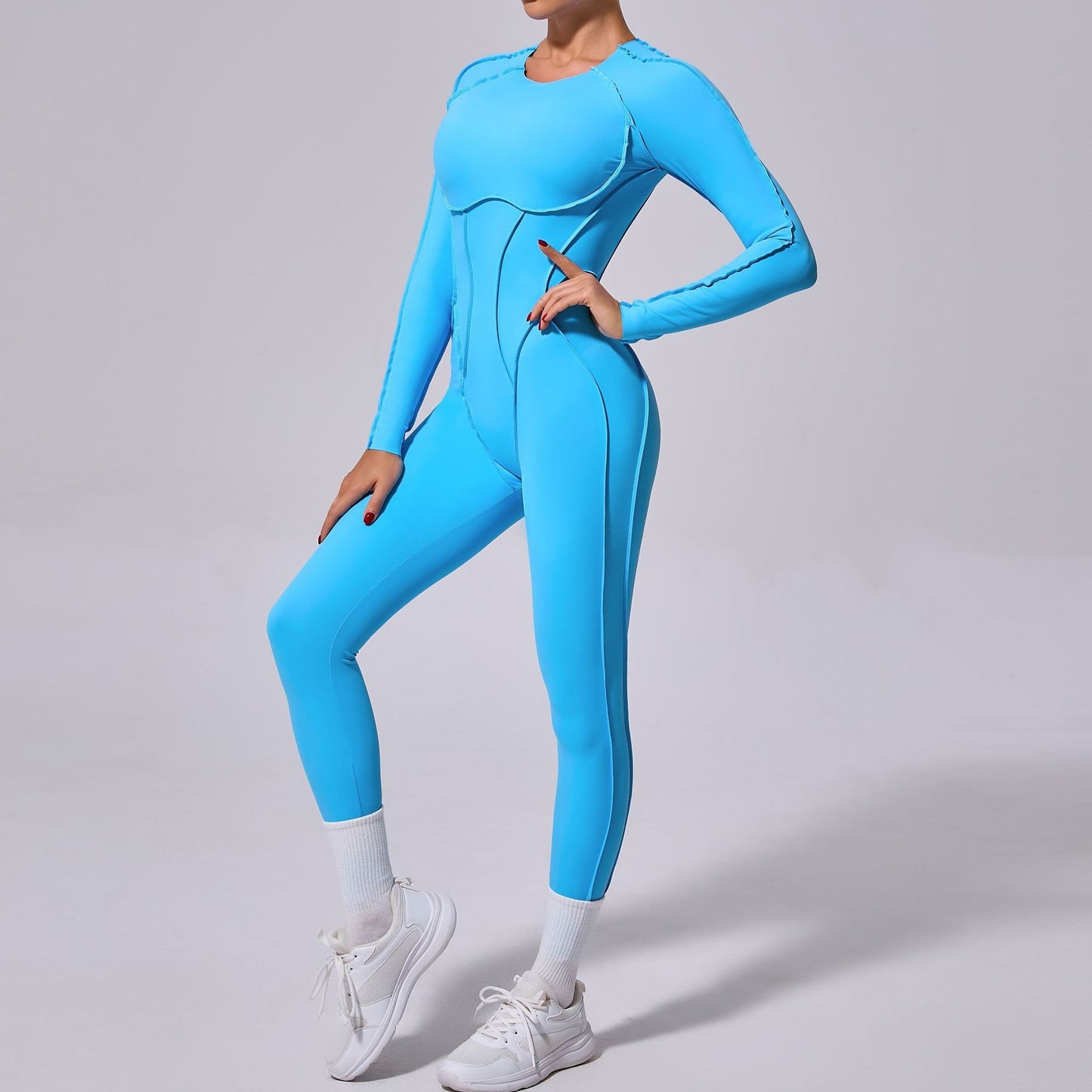 One-piece Yoga Jumpsuit Women Long Sleeved Set Quick Drying Yoga suit Gym Training Suit  Sportswear Bodysuits Women Fitness Set