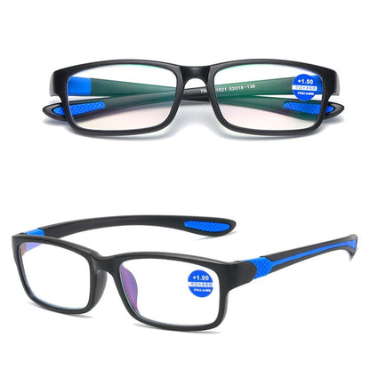 Óculos de Leitura Masculino Feminino Esportivo Antiluz Azul Armação TR90 Preta Vermelha Óculos Para Presbiopia +100 a +400