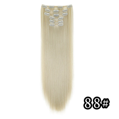 Apliques de Cabelo Natural de 24 Polegadas Cabelo Sintético para Mulheres Kit de Fios de Cabelo 16 Tic-Tacs em 6 Peças Apliques Mechas de Cabelo