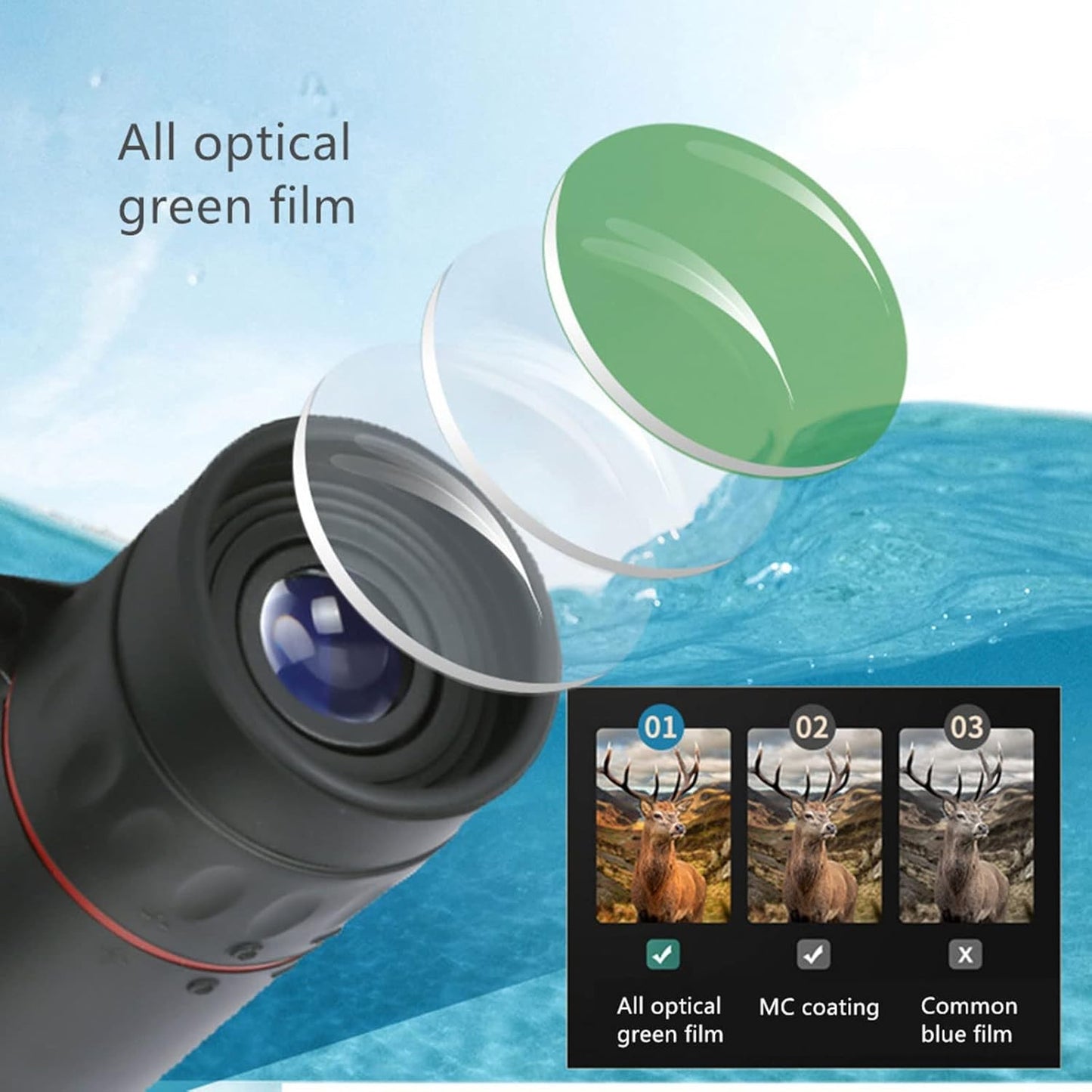 Monóculo de 3000x25 com Zoom HD, Monóculo Profissional para Adultos e Mini Telescópio Portátil, Adequado para Acampamento e Caça ao Ar Livre
