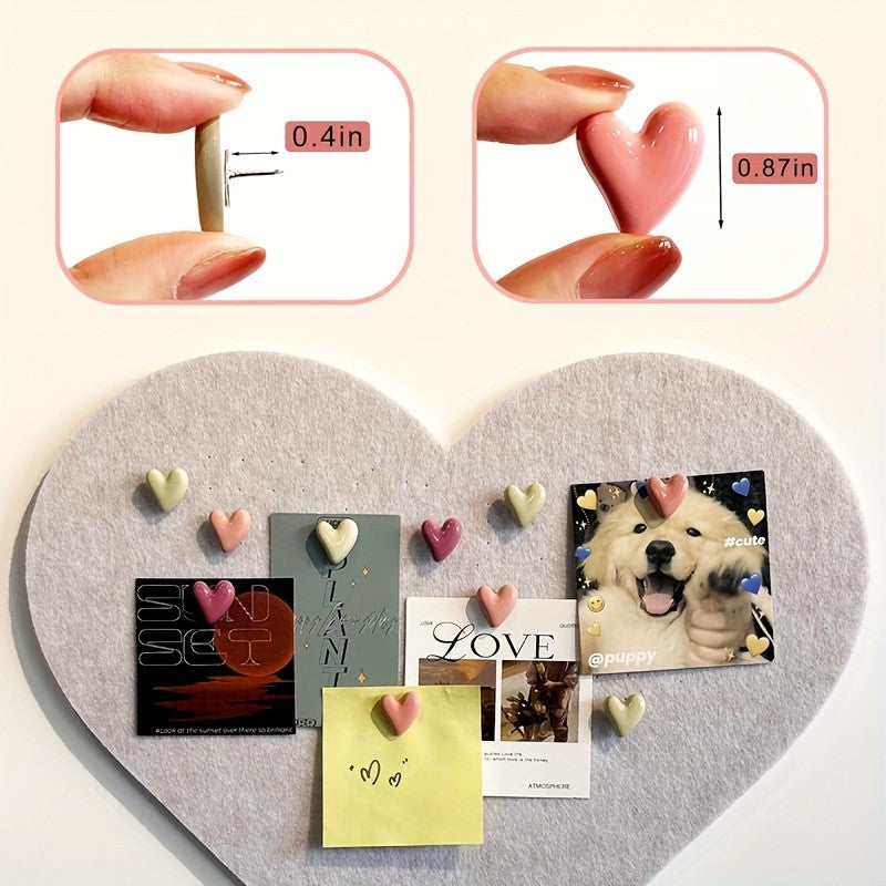 20 Alfinetes de Tachinha Rosa em Formato de Coração - Decoração Criativa com Tema de Amor para Escritório e Casa, Material ABS Durável, Ideal para Organizar Anotações