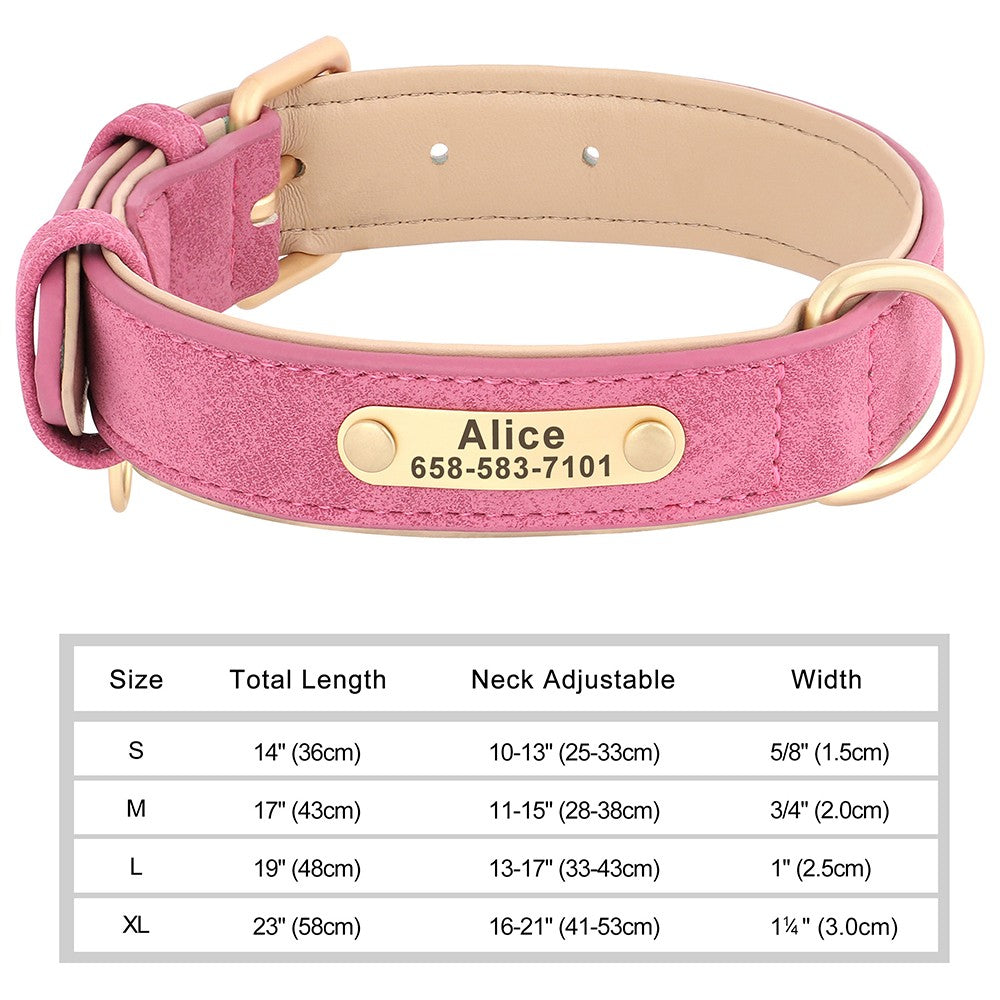 Coleira de Cachorro Personalizada com Gravação Grátis em Couro PU para Cães Pequenos, Médios e Grandes