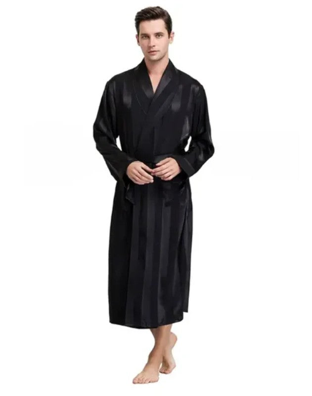 Men Bath Robe Satin Print Gold Kimono Bathrobe Silk Long Dressing Gown Plus Size Sleepwear Geometric Lounge Nightgown XL 4XL 5XL