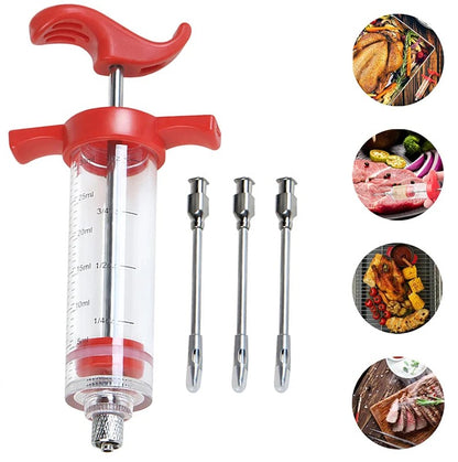 Conjunto de Injetor de Temperos em Aço Inoxidável para Carne, Peru, Frango, Injetor de Sabor, Molho de Cozinha, Injeção de Marinada, Acessórios de Cozinha Doméstica