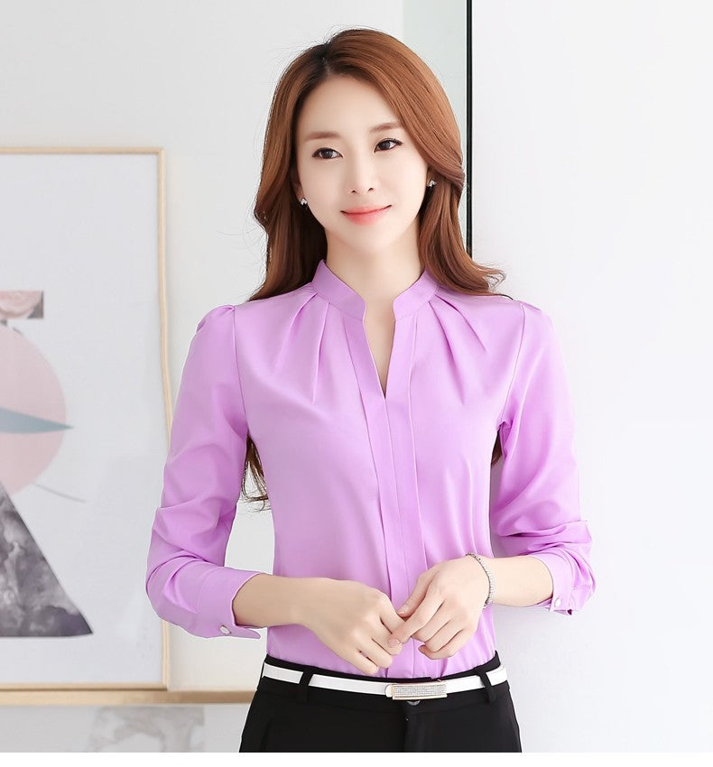Chiffon Blouse Women Korean Fashion Women Clothing White Shirt  Long Sleeve Blouses V-neck Womens Tops Basic Shirts and Blouses